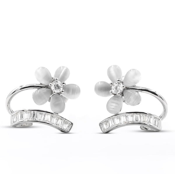 Mother of Pearl Floral Curve Stud