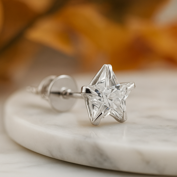 925 Silver White Star Stud
