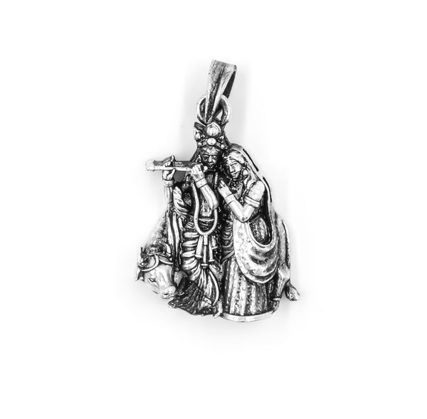 Oxidised Silver Radha Krishna Pendant – Eternal Devotion