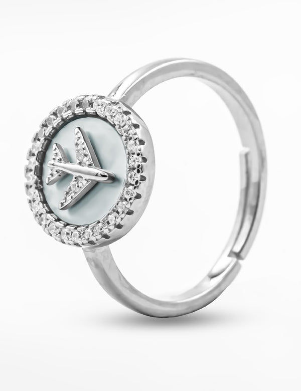 Sky Charm MOP Aeroplane Ring