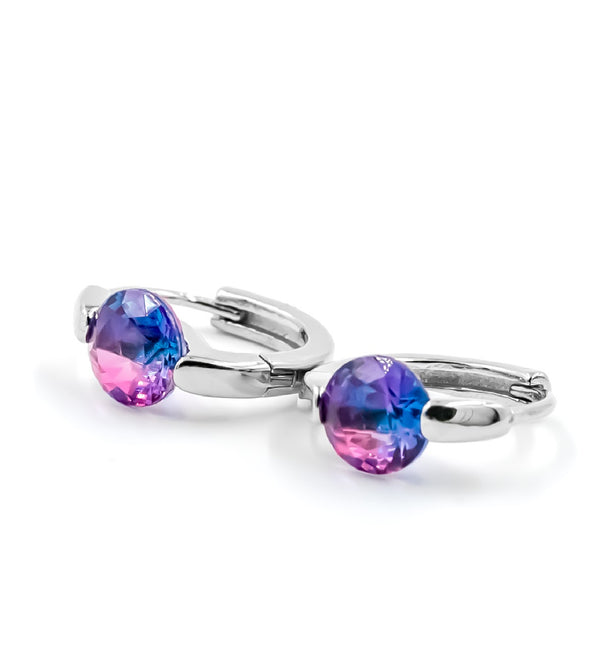Solitaire Bali Earrings with Dual-Tone Stone