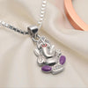 925 Sterling Silver Lord Ganesha Pendant with Purple Accents
