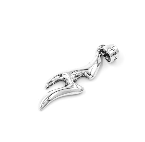 925 Sterling Silver Abstract Flame Pendant – Sleek Modern Design