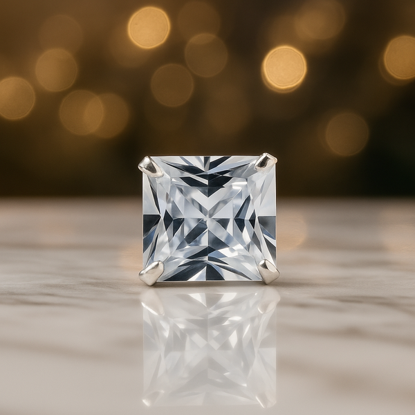 925 Silver White Square Stud