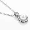 Eternal Grace Necklace – 925 Sterling Silver Pearl Drop with Sparkling Halo