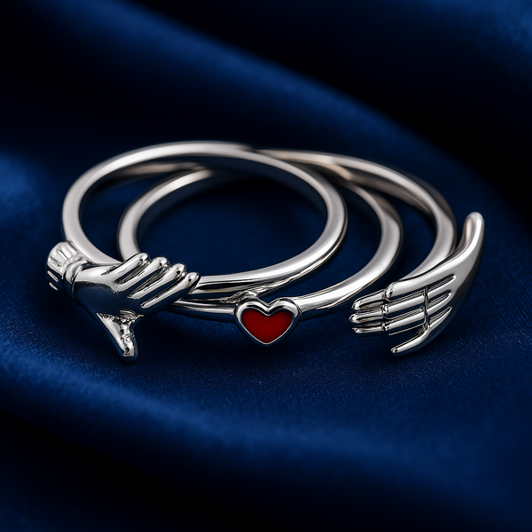 Triple Band Heart’s Embrace Ring – Symbol of Connection