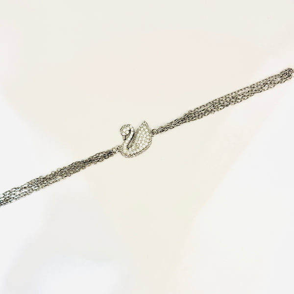 Silver Swan Bracelet with Sparkling Zirconia