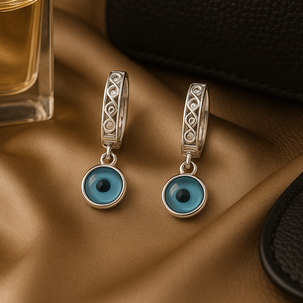925 Silver Evil Eye Dangle Studs