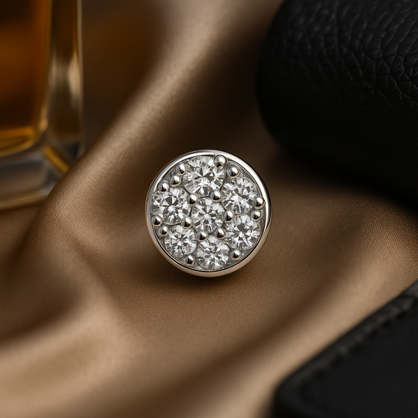 925 Silver Round 7-Stone Cluster Stud for Men