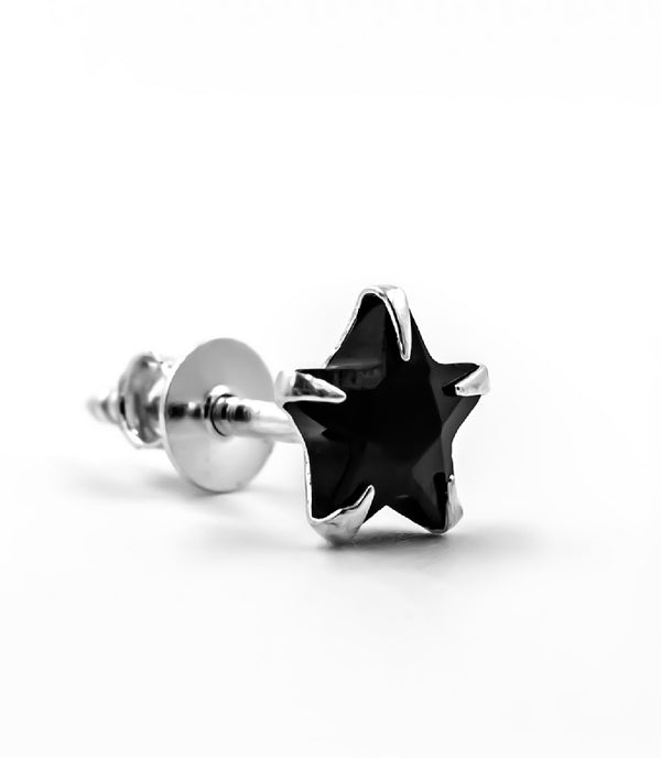 925 Silver Black Star Stud