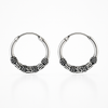 Oxidised Silver Tribal Hoop Earring