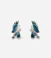 Silver Blue Enamel Flying Bird Stud