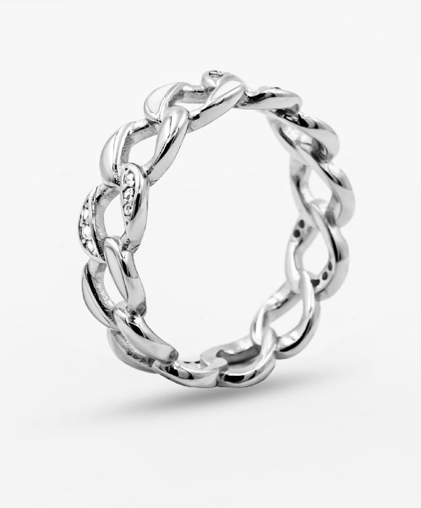 Cuban Link Diamond Accent Ring