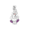 925 Sterling Silver Lord Ganesha Pendant with Purple Accents