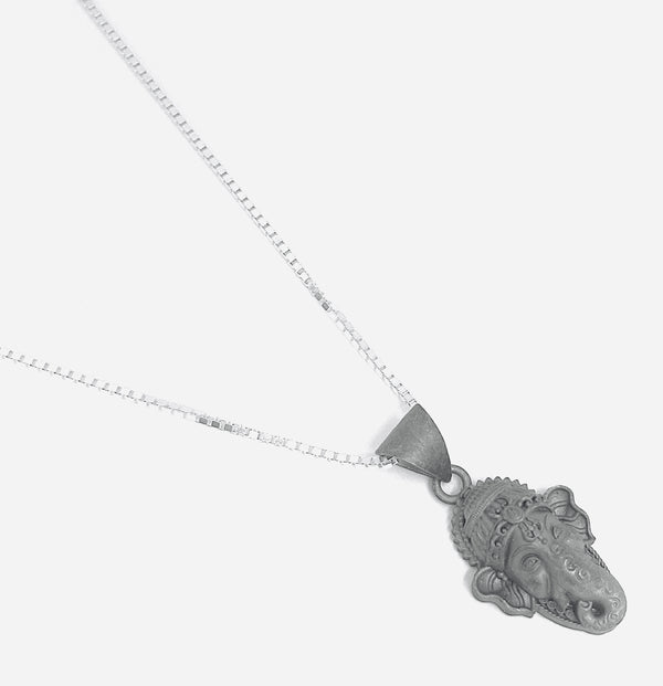 Ganesh Ji Head Pendant with Box Chain – 925 Sterling Silver