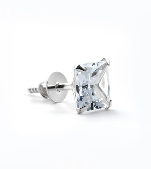 925 Silver White Square Stud