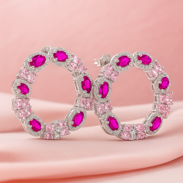 Ruby Pink Zirconia Circle Earring
