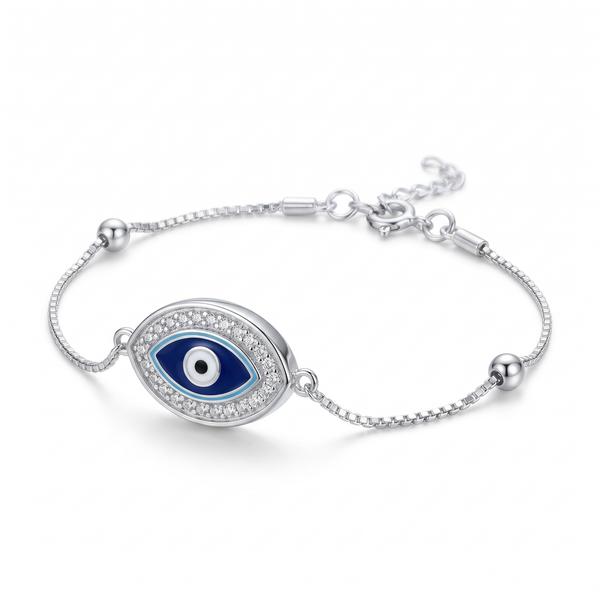 Celestial Blue Evil Eye Silver Anklet