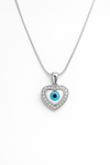 Evil Eye Heart Pendant with Snake Chain
