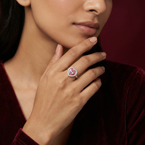 Pink Heart Bow Ring