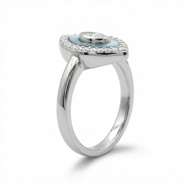 Silver Marquise Halo Ring – Timeless Sparkle