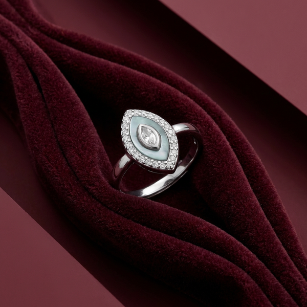 Silver Marquise Halo Ring – Timeless Sparkle