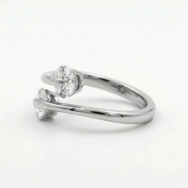 Two Dancing Stone Silver Ring