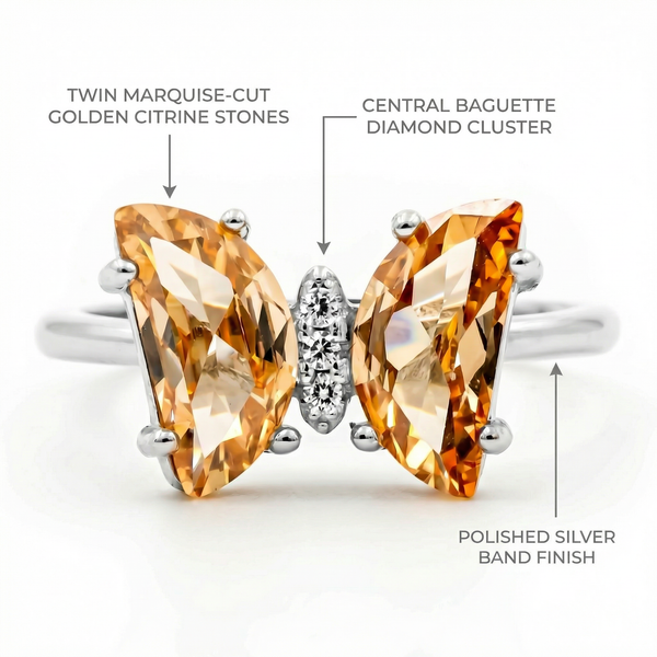 Golden Crystal Butterfly Ring