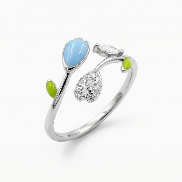 Blooming Leaf with Enamel & CZ