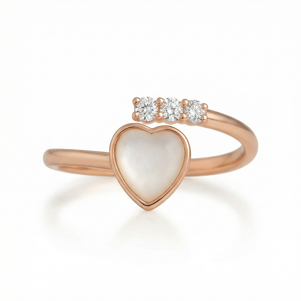 Moonlit Heart Ring CZ Trio