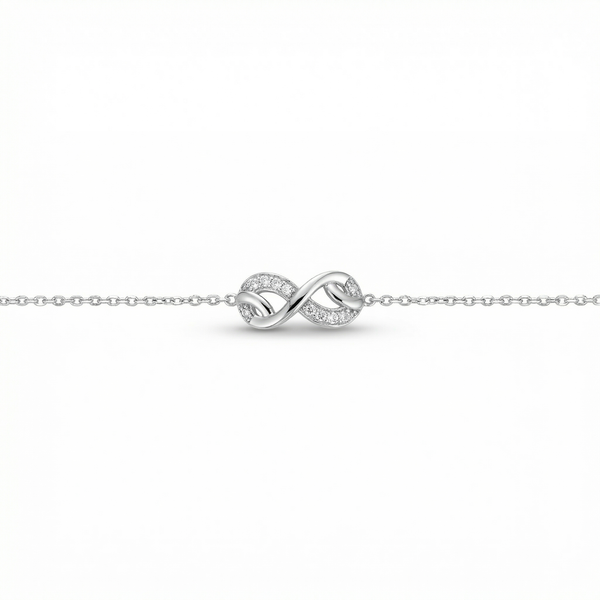 Silver Infinity Symbol Bracelet with Zircon Accents