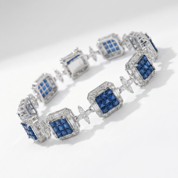 Silver Sapphire-Blue Zirconia Bracelet – Regal Sparkle