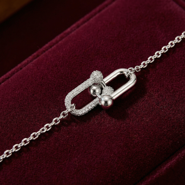 Silver Dual-Link Zirconia Bracelet – Modern Strength & Sparkle