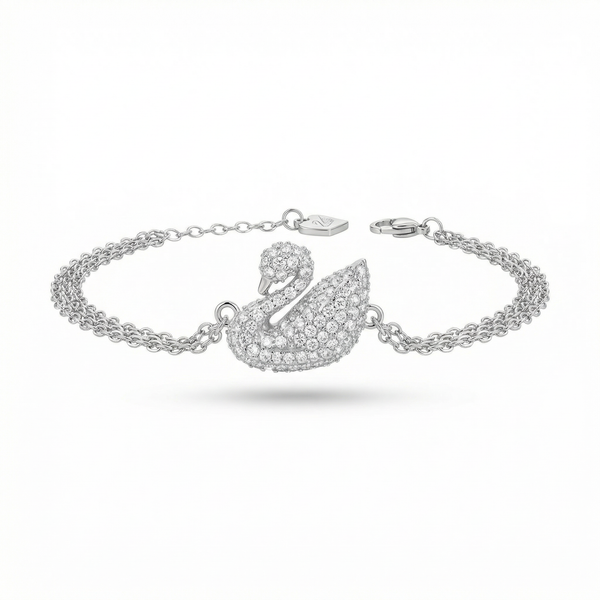 Silver Swan Bracelet with Sparkling Zirconia