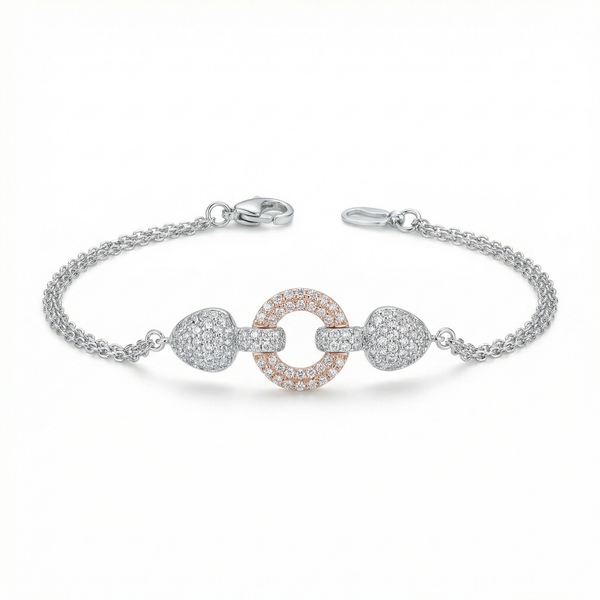 Dual-Tone Rose Gold & Silver Circle Link Bracelet
