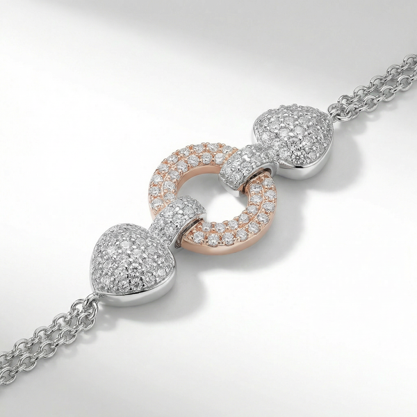 Dual-Tone Rose Gold & Silver Circle Link Bracelet