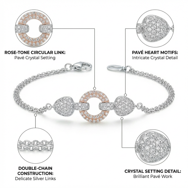 Dual-Tone Rose Gold & Silver Circle Link Bracelet