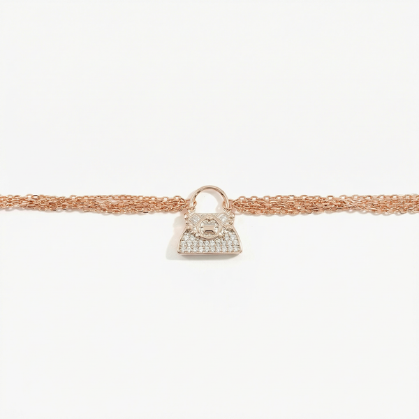 Dual-Tone Rose Gold & Silver Bag Charm Bracelet