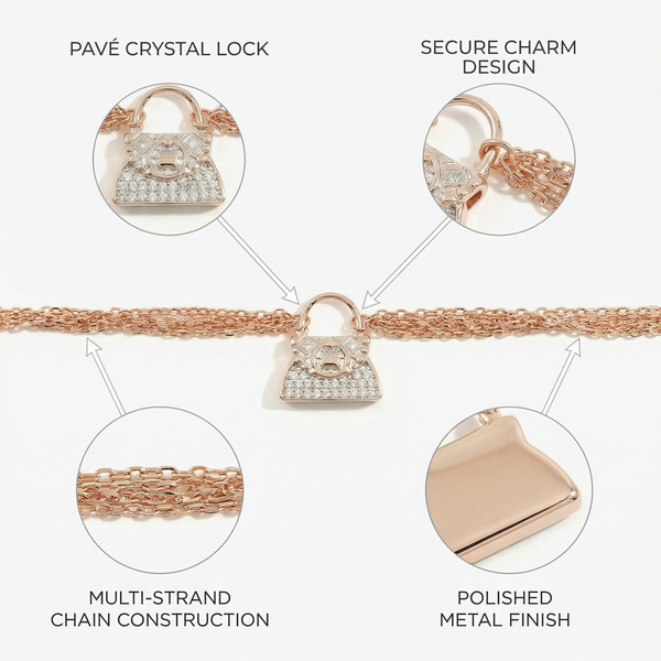 Dual-Tone Rose Gold & Silver Bag Charm Bracelet