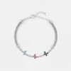 Silver Mesh Bracelet with Multicolor Butterfly Charms