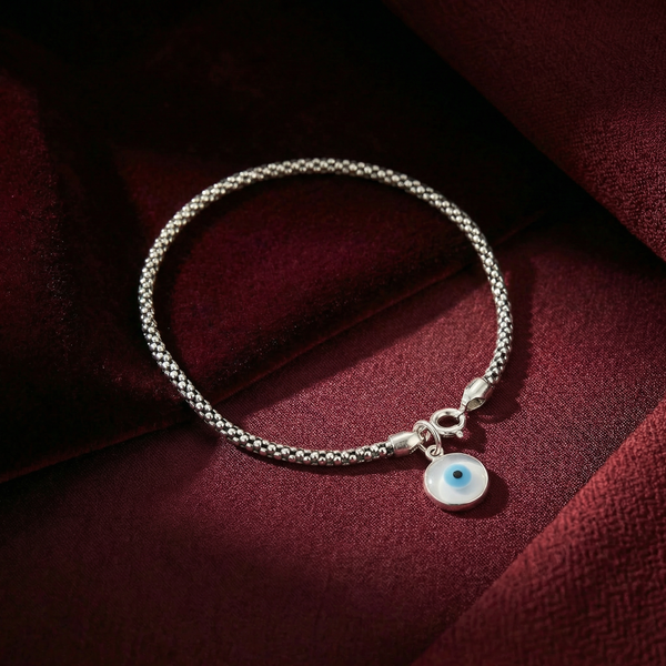 Oxidised Silver Evil Eye Charm Bracelet