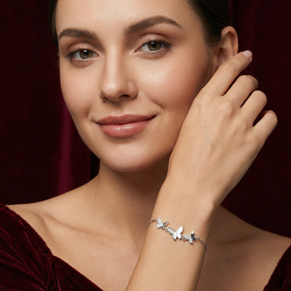 Butterfly Trio Bracelet with Mother-of-Pearl & Zirconia