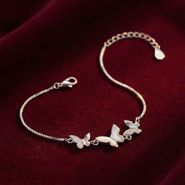 Butterfly Trio Bracelet with Mother-of-Pearl & Zirconia