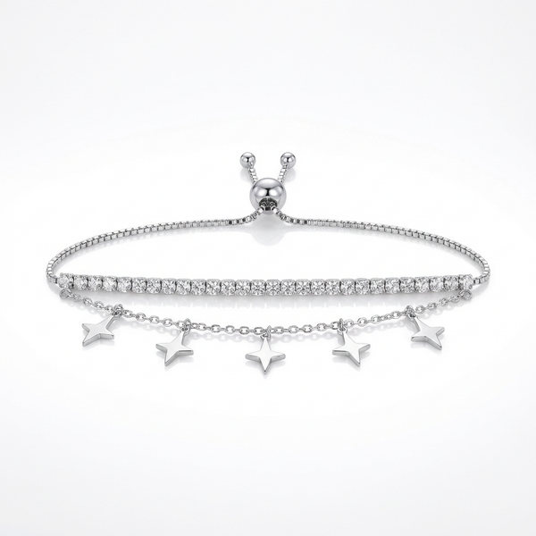 Starlight Charm Adjustable Bracelet with Dual Layer Design