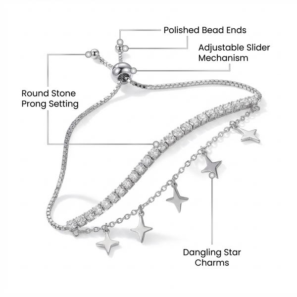 Starlight Charm Adjustable Bracelet with Dual Layer Design