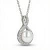 Eternal Grace Necklace – 925 Sterling Silver Pearl Drop with Sparkling Halo