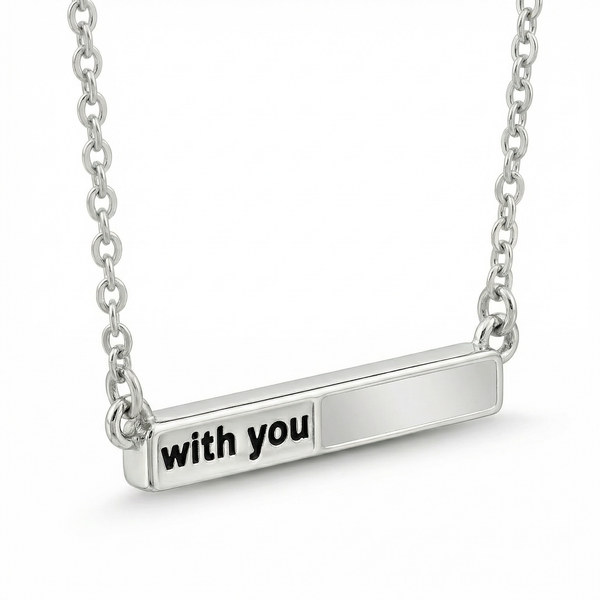 “With You” Bar Necklace | 925 Sterling Silver with Mother of Pearl