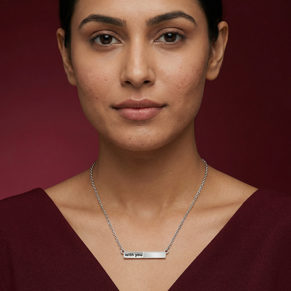 “With You” Bar Necklace | 925 Sterling Silver with Mother of Pearl