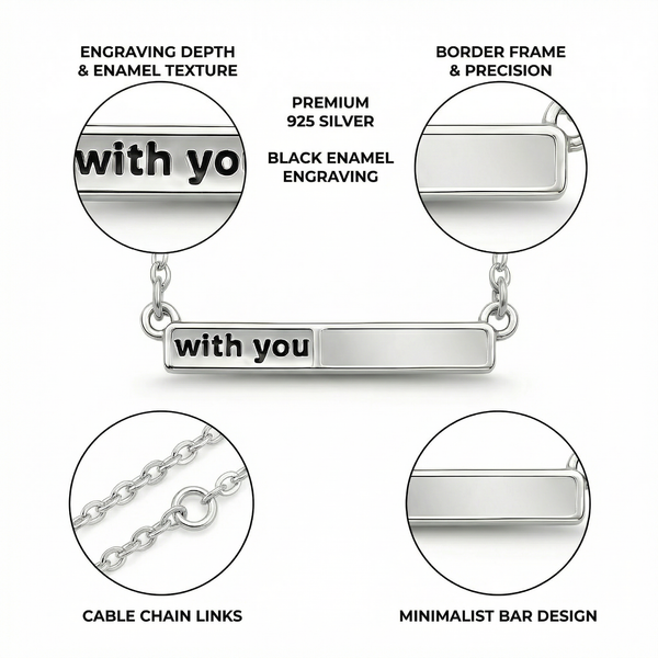 “With You” Bar Necklace | 925 Sterling Silver with Mother of Pearl