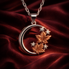 925 Moonlit Maple Charm Necklace with Champagne Gold flower accent